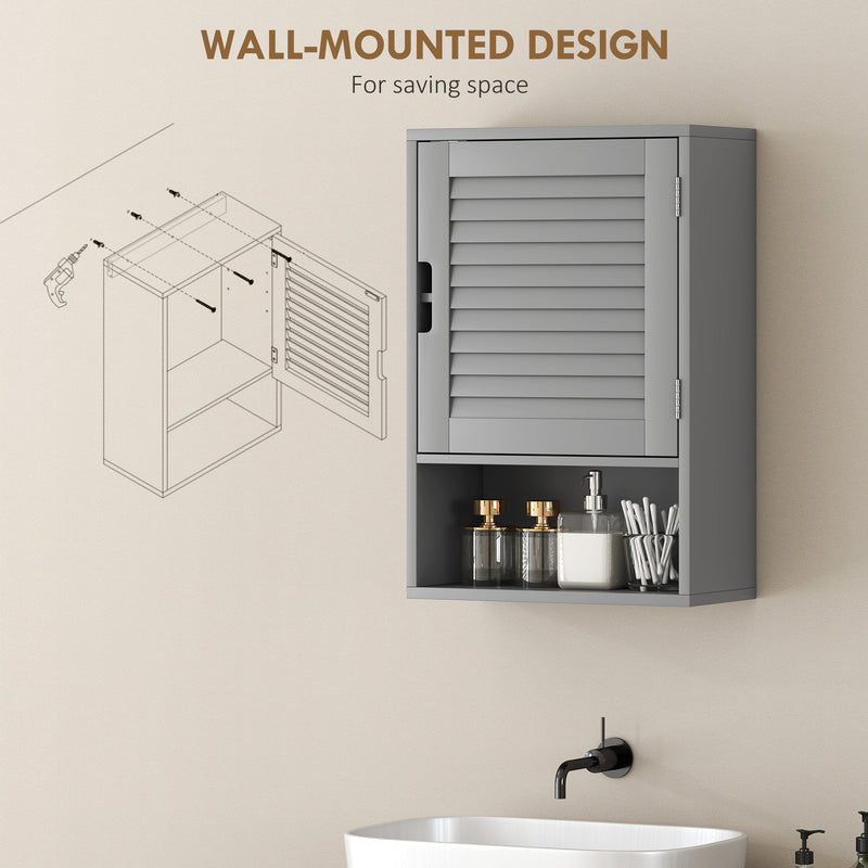 Wall Mounted Bathroom Cabinet With Adjustable Shelves For Compact Storage Grey AOSOM