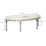 Cream Half Moon Ottoman Bench With Tufted Seat and Light Wood Legs For Bedroom or Hallway
