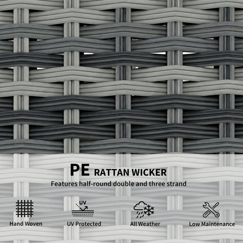 2 Seater Rattan Garden Sofa with Cushions for Outdoor Relaxing, Mixed Grey