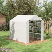 8x6ft Walk In Greenhouse with Shelves White Portable Grow Tent by Outsunny