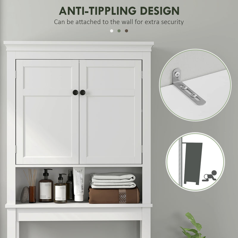 White Over Toilet Storage Cabinet Bathroom Organiser With Shelves by HOMCOM