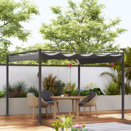 Grey 3x3 Meter Garden Pergola with Retractable UPF30+ Canopy and Magnetic Fixture by Outsunny