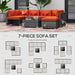 Eight Piece Rattan Garden Sofa Set with Cushions in Orange and Grey by Outsunny