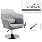 Swivel Accent Chair with Adjustable Height and Lumbar Support for Home Office Light Grey