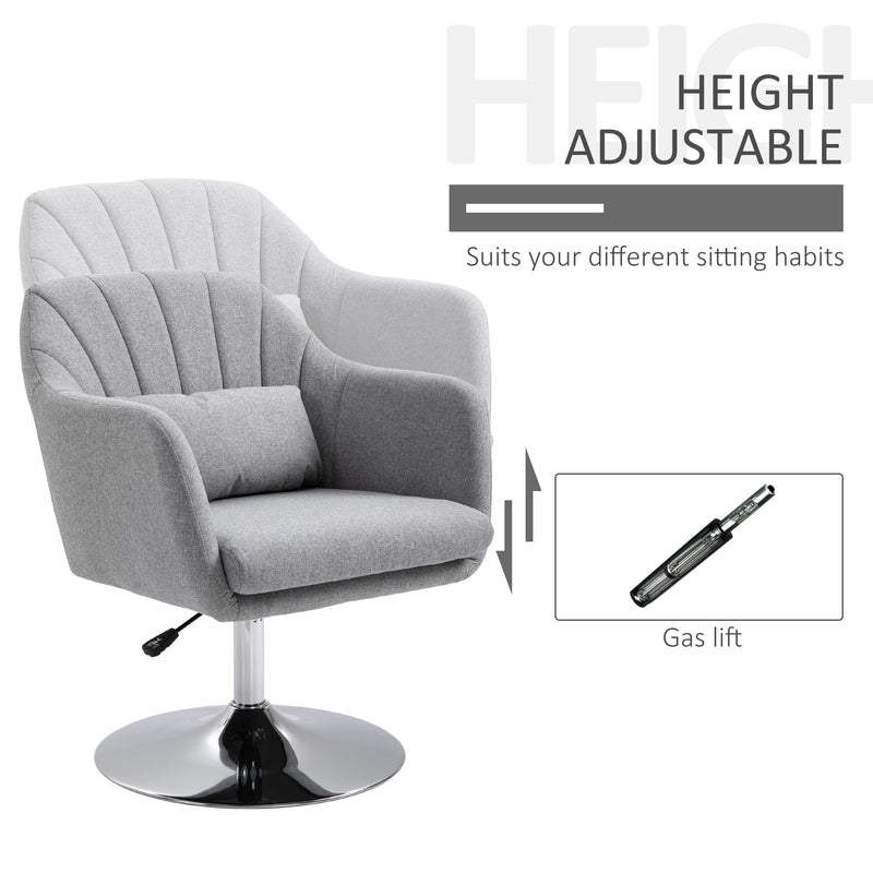 Swivel Accent Chair with Adjustable Height and Lumbar Support for Home Office Light Grey