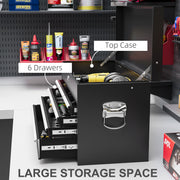 Steel Tool Chest With Six Lockable Drawers Ideal for Garage or Workshop Black