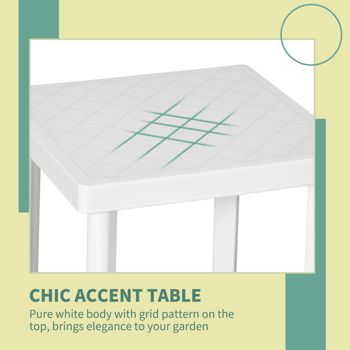White Garden Lounge Chair and Side Table Set for Outdoor Dining and Relaxing