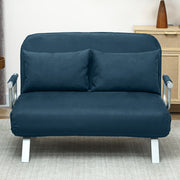 Two Seater Click Clack Sofa Bed Converts to Guest Bed for Small Spaces, Navy Blue