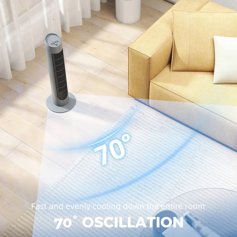 Tower Fan with Quiet Operation and Space Saving Design for Home Use Grey AOSOM