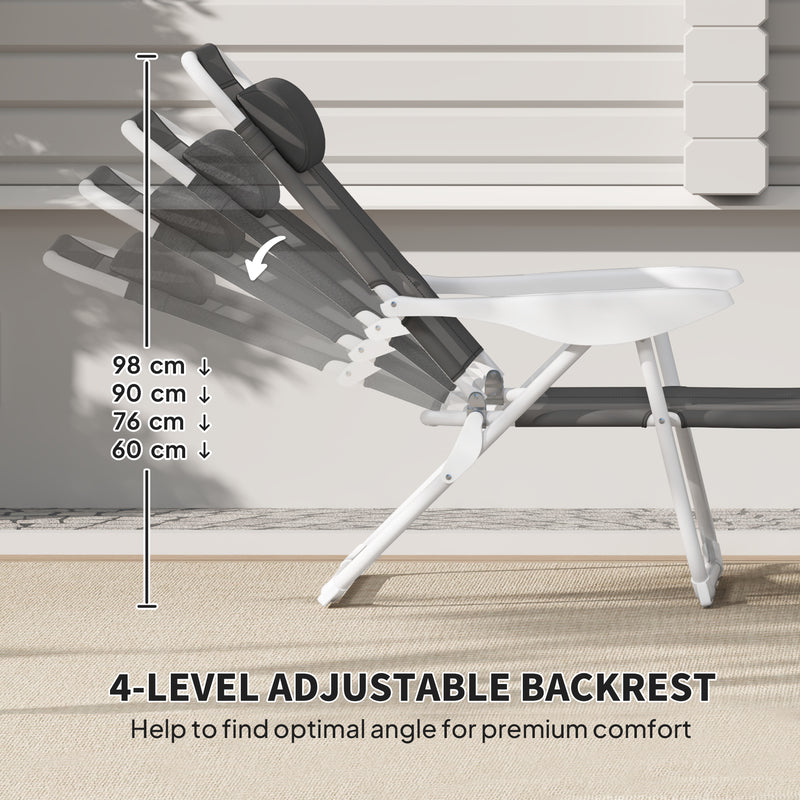 Charcoal Grey Foldable Lounge Chair with Adjustable Backrest and Headrest by Outsunny