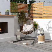 Black Heavy Duty Hanging Egg Chair Stand with Extra Large Base 150kg Capacity by Outsunny