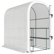 Walk In Garden Greenhouse With Shelves And Roll Up Door For Outdoor Growing White Outsunny