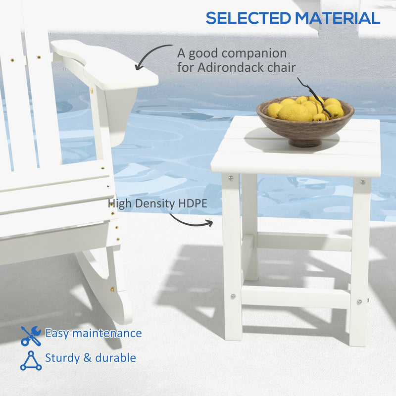 Outsunny Square Coffee Table, HDPE Tabletop and Frame for Porch, Garden, Side Table, 38 x 38 x 46 cm, White AOSOM
