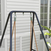 Heavy Duty Hammock Chair Stand For Hanging Swing Or Egg Chair Ideal For Garden Use Black AOSOM