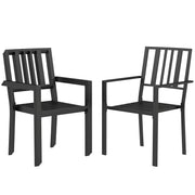 Set of 4 Black Metal Garden Chairs with Stackable Design for Outdoor Dining