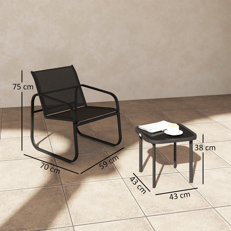 Three Piece Garden Seating Set Black Weather Resistant Patio Furniture by Outsunny