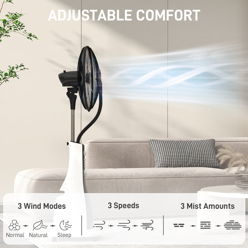 Pedestal Misting Fan with Water Spray 3 Speeds Tilt Head Oscillating