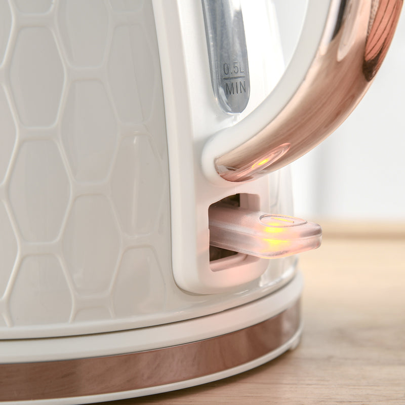 Fast Boil 17L Kettle and 2 Slice Toaster Set With Auto Shut Off and Browning Control White