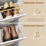 Slim Shoe Storage Cabinet for Narrow Hallways with 3 Flip Drawers and Adjustable Shelves White 60 x 26 x 134 cm Homcom