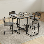 Grey Dining Table and 2 Chairs Space-Saving Steel Frame by HOMCOM