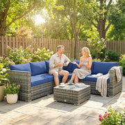 Rattan Garden Furniture Set for 5 with Cushions and Coffee Table for Patio or Outdoor Use, Grey Outsunny