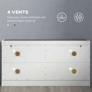 Shoe Storage Bench with Padded Seat and Flip Drawers for Hallway Organising White