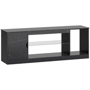 TV Stand Cabinet for up to 55 Inch TVs with Storage and Glass Shelf for Living Room, Black