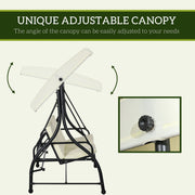 3 Seater Garden Swing Chair with Adjustable Canopy and Metal Frame Cream White by Outsunny