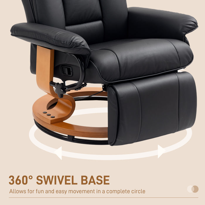 Black Faux Leather Executive Recliner Chair with Padded Armrests For Home or Office by HOMCOM