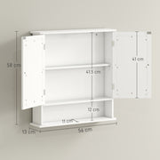 White Wall Mounted Bathroom Cabinet With Mirror And Adjustable Shelves For Storage