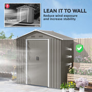 Metal Garden Storage Shed with Double Sliding Doors and Vents for Tools, Grey
