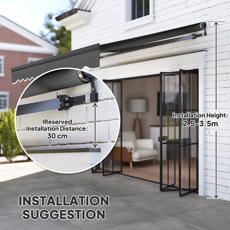 Dark Grey 3 x 2.5m Electric Retractable Awning with Remote Control UV30+ Sun Shade by Outsunny