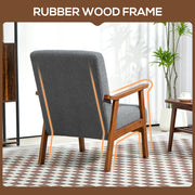 Grey Boucle Armchair with Wide Seat and Wooden Frame for Living Room or Bedroom by Homcom