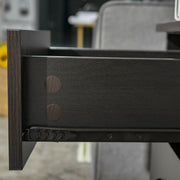 Black Wooden Bedside Tables Set of 2 with Drawer and Shelf for Bedroom or Lounge