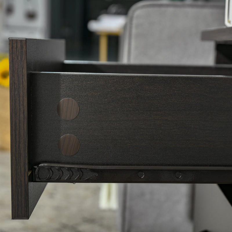 Black Wooden Bedside Tables Set of 2 with Drawer and Shelf for Bedroom or Lounge