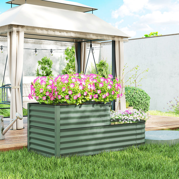 Light Green Two Tier Galvanised Steel Garden Planter for Outdoor Plants by Outsunny