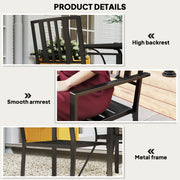 Set of 2 Black Metal Garden Chairs With Minimalist Design for Patio or Balcony Use