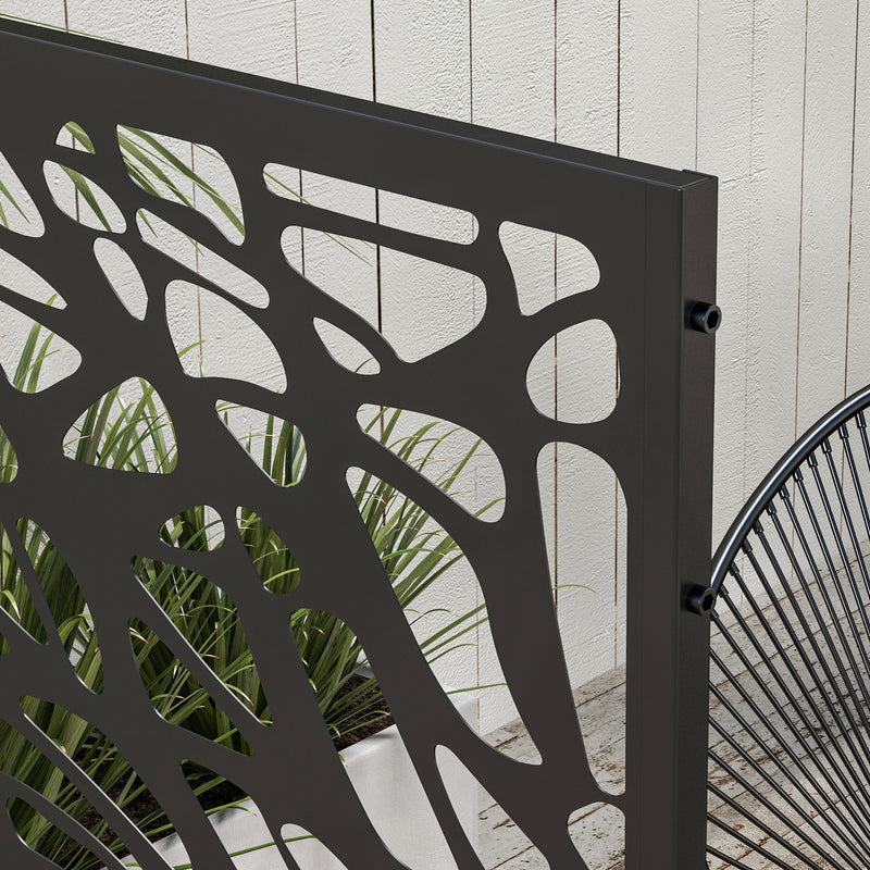Black Metal Garden Privacy Screen With Twisted Line Design For Outdoor Spaces
