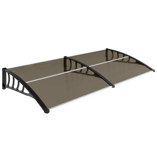 2m Curved Outdoor Front Door Canopy Awning With UV Protection for Porch and Entryway Shelter, Brown