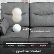 3 Seater Sofa, Dark Grey Faux Leather Sofa With Cushioned Seats For Lounge Or Living Room