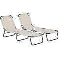 Cream White Garden Sun Lounger With Adjustable Backrest For Relaxing In The Sun
