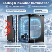Cooling and insulation graphic of the freezer cabinet and compressor