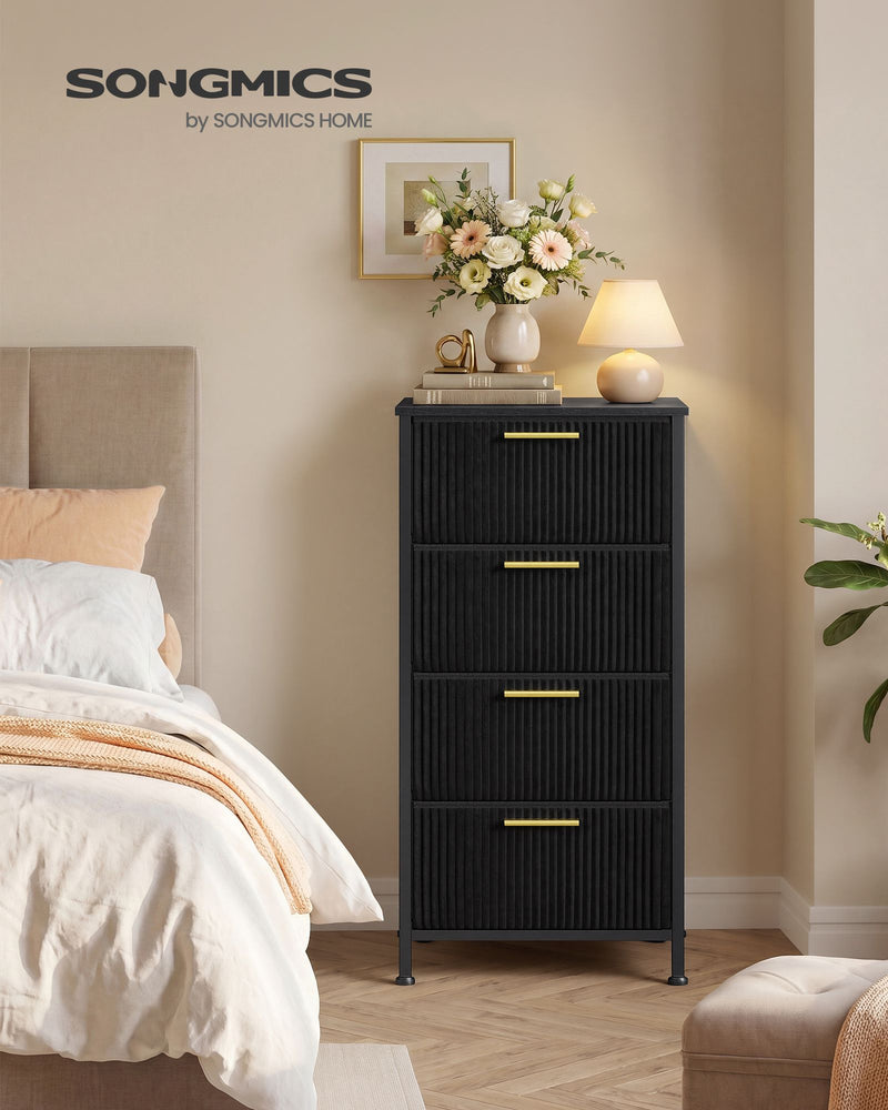 Songmics by Songmics Home branded lifestyle shot of the black corduroy chest in a bedroom