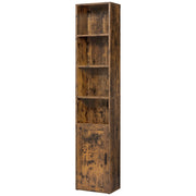 Tall 4-Shelf Bookcase with Cabinet, Rustic Brown by Vasagle - front view