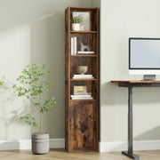 Vasagle bookcase - close-up of particleboard shelf and cabinet door detail