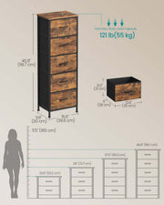 Dimensions diagram showing the chest at 39.6 cm wide, 30 cm deep and 116.7 cm tall