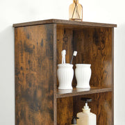 Close-up of the rustic brown wood-grain finish and open top compartment