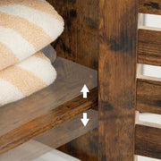 Close-up of the adjustable shelf pegs used to change shelf height inside the cupboard