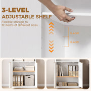 Hand adjusting the cabinet shelf, which moves in 6.4 cm steps between three positions