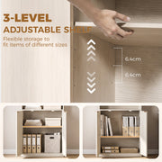 Close-up of the adjustable cabinet shelf moving in 6.4cm steps